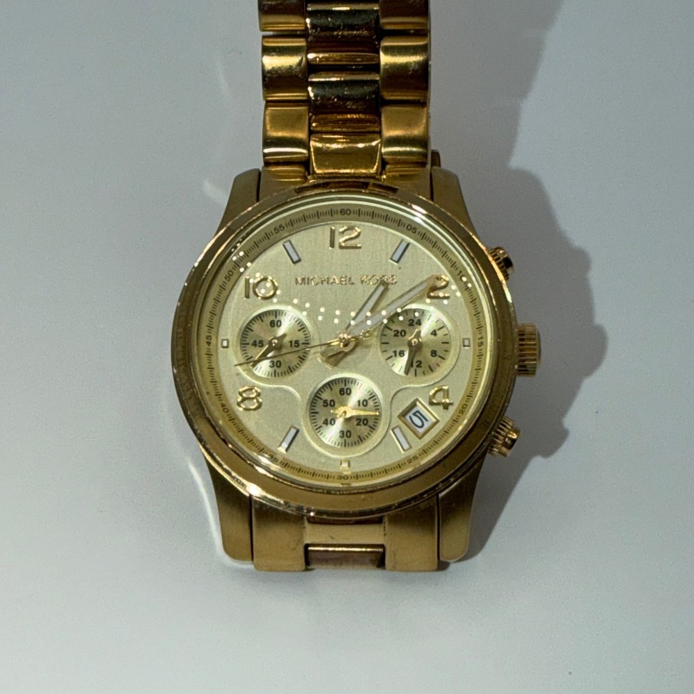 Michael Kors Runway Watch Women Gold Chronograph MK-5055 Luxury